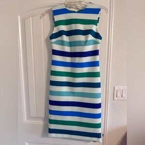 Calvin Klein Striped Sleeveless Sheath Dress - Blue, Green, White